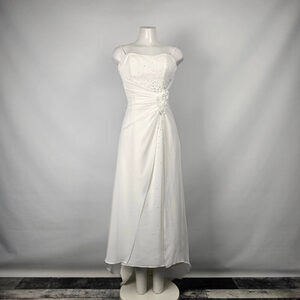 Alfred Angelo White Beaded High Low Wedding Dress Size XS